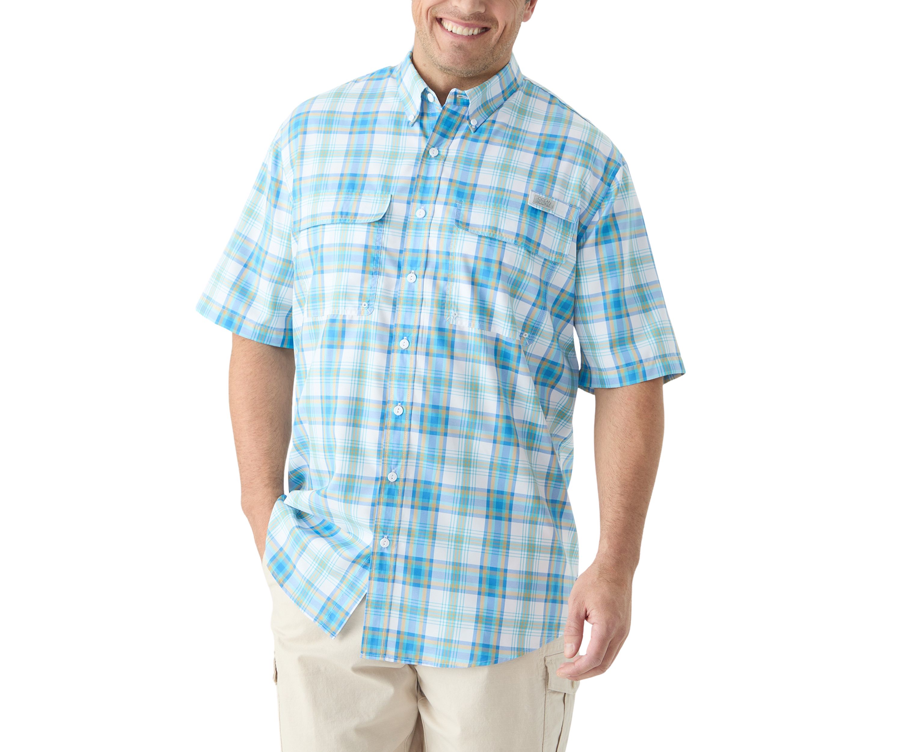Big & Tall Short Sleeve Yarn Dyed Fishing Shirt