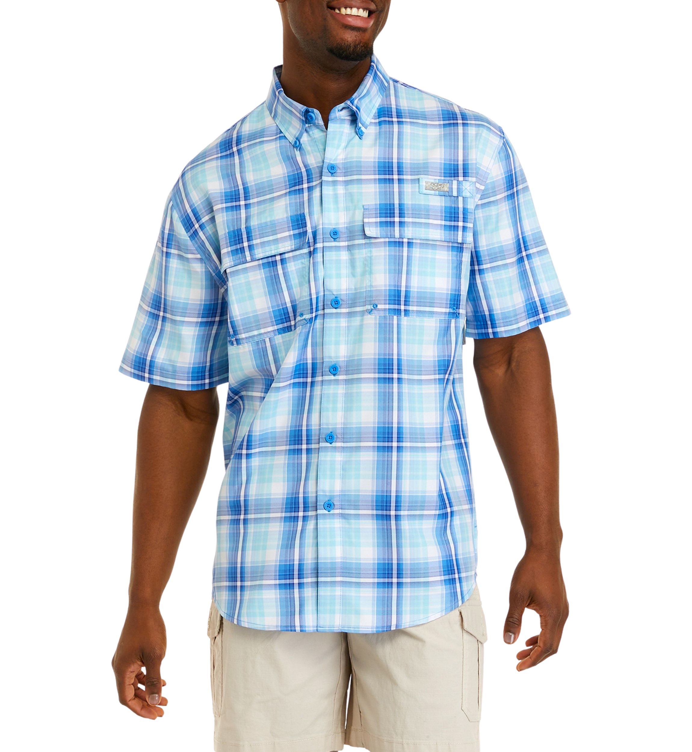 Short Sleeve Plaid Fishing Shirt 