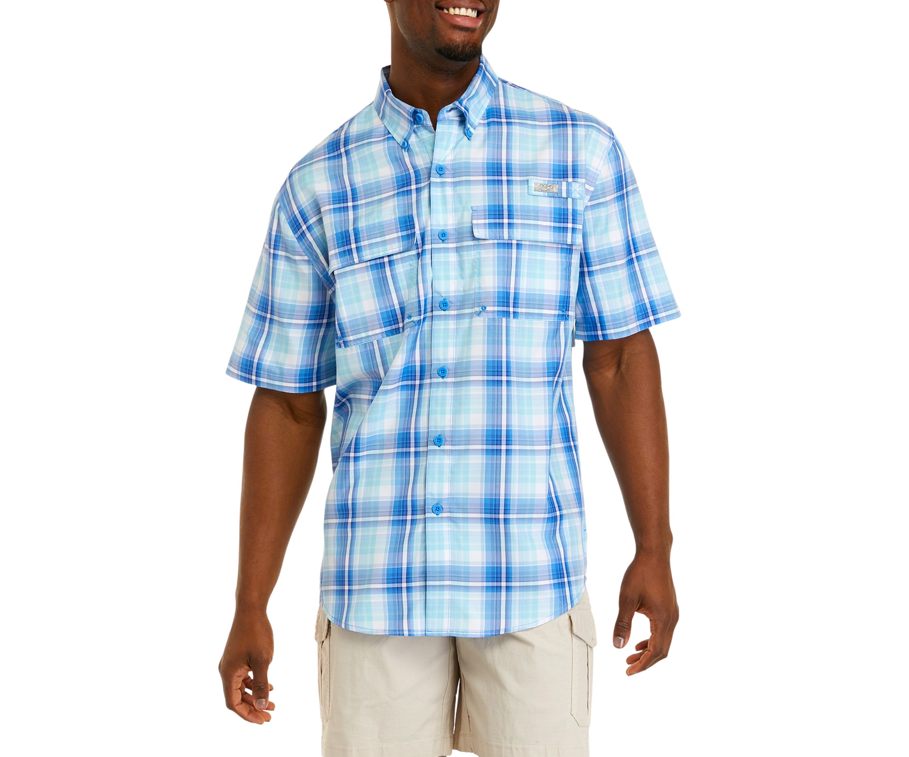Short Sleeve Plaid Fishing Shirt 