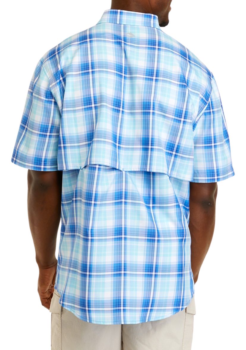 Short Sleeve Plaid Fishing Shirt 