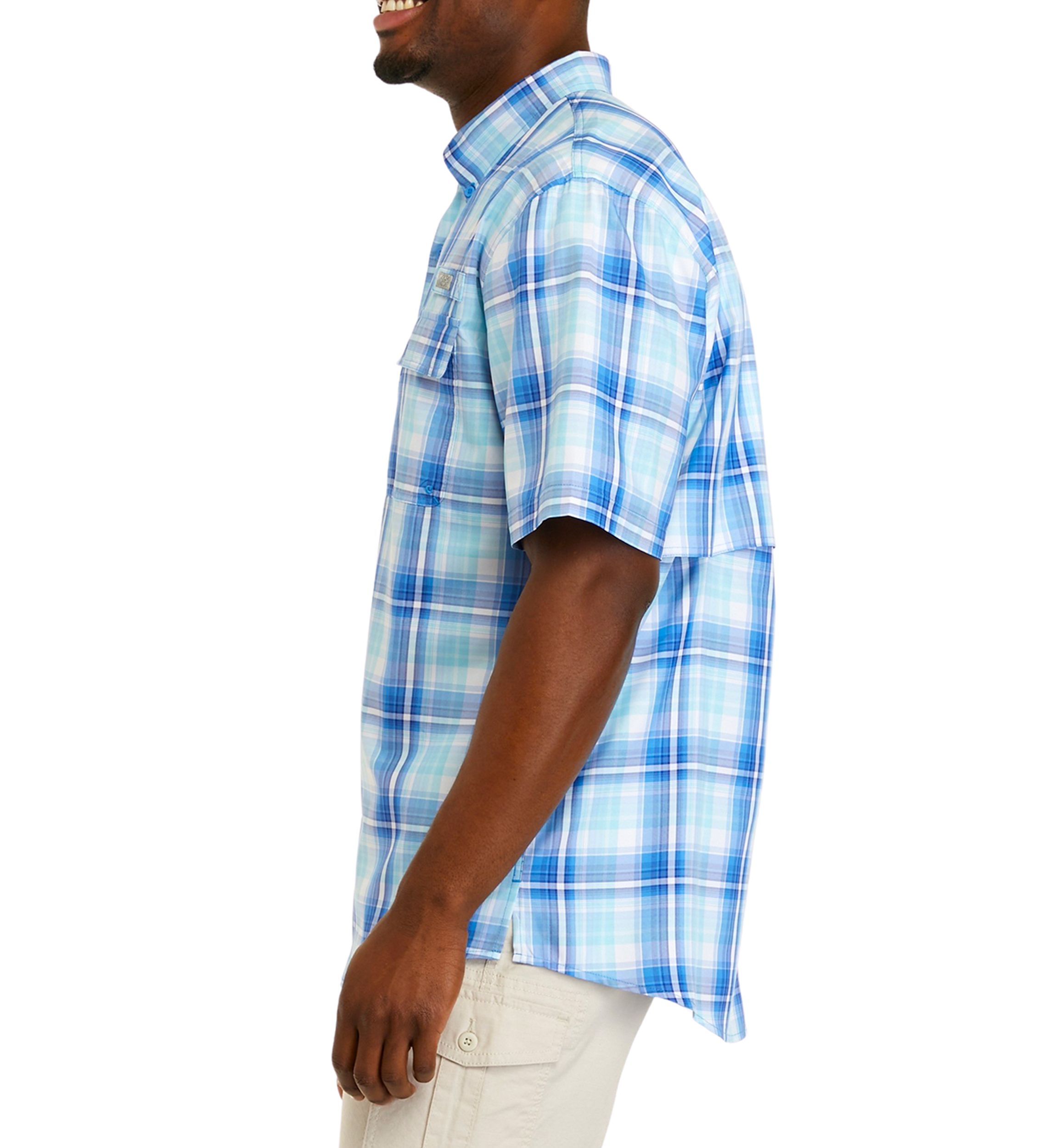 Short Sleeve Plaid Fishing Shirt 
