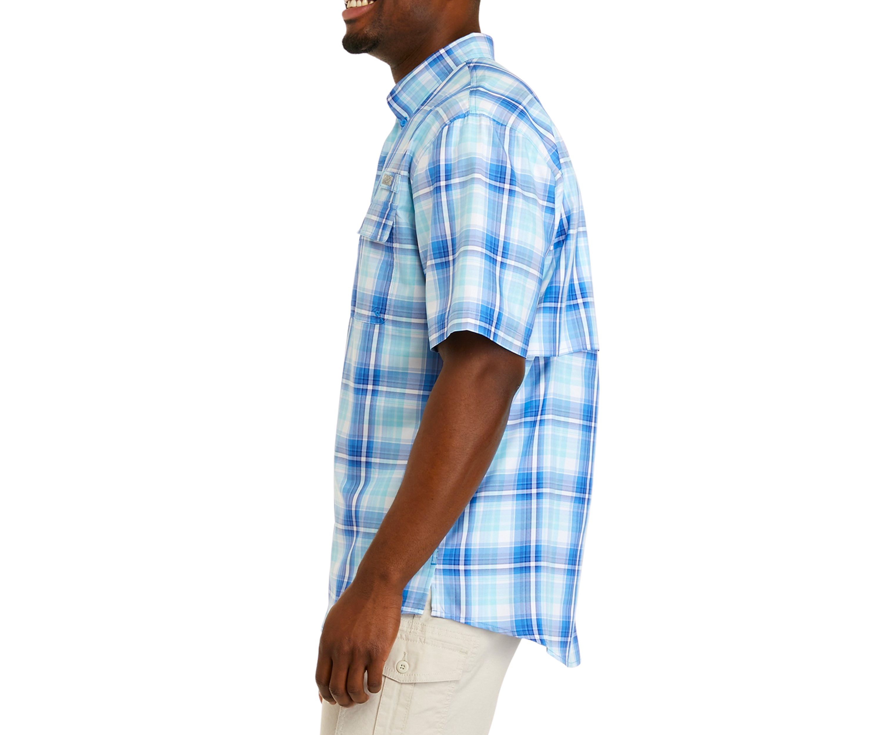 Short Sleeve Plaid Fishing Shirt 