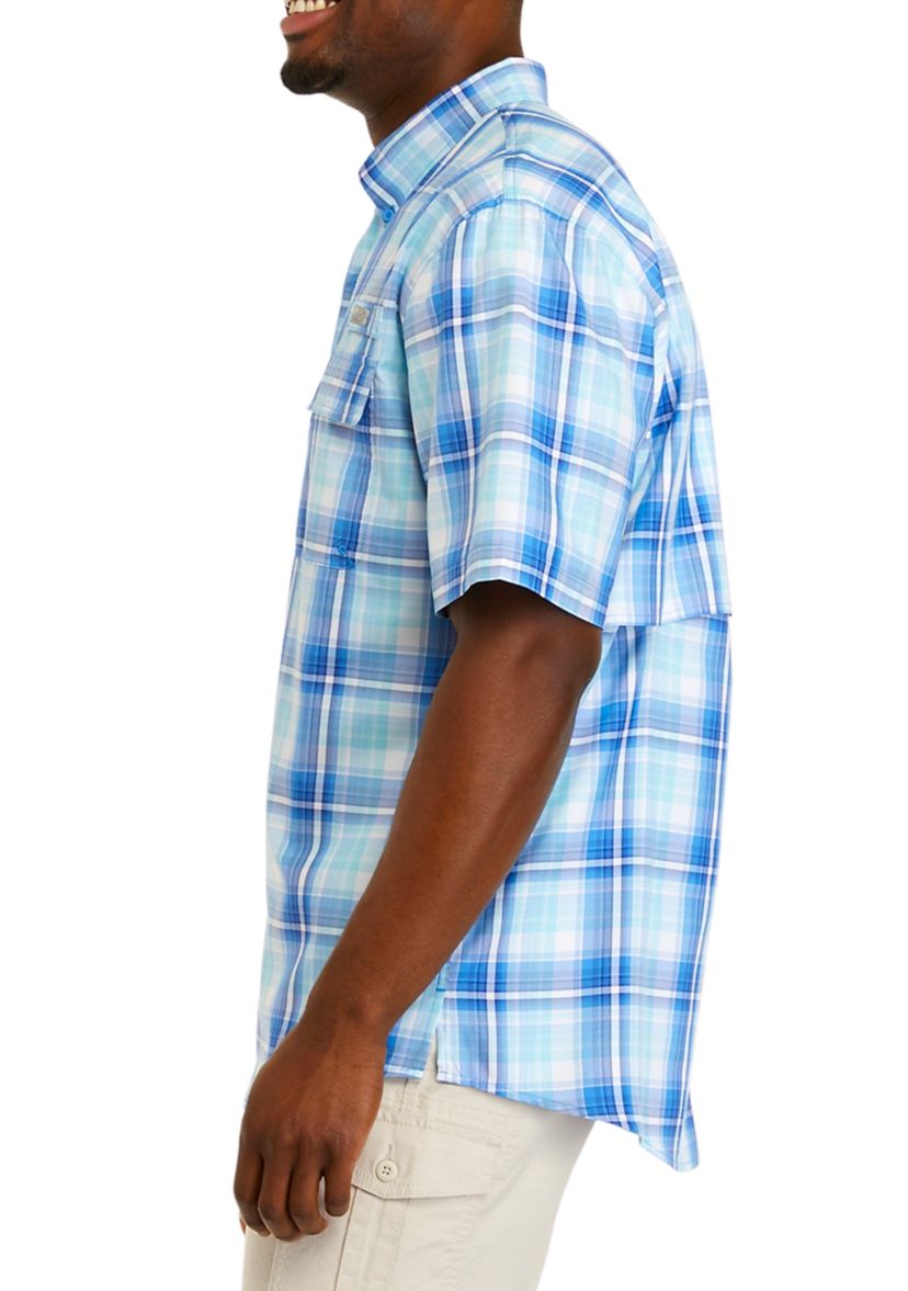 Short Sleeve Plaid Fishing Shirt 