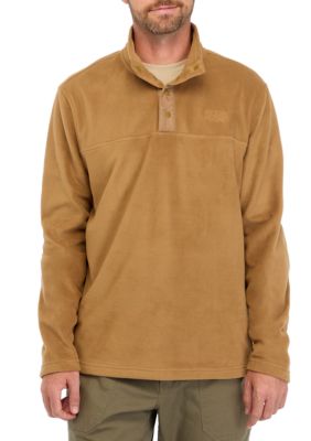 Ocean + Coast Men's Polar Fleece Quarter Snap Pullover, Tan, Small