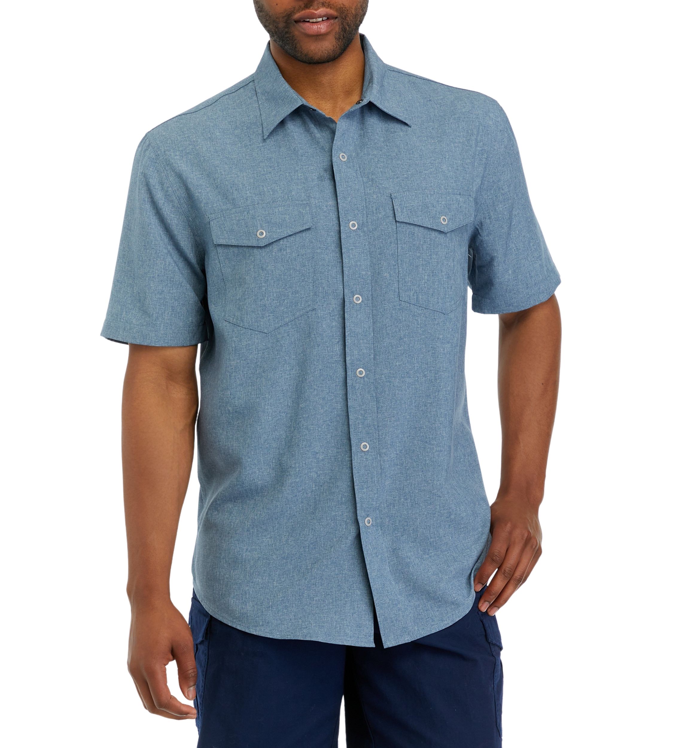 Short Sleeve Chambray Western Button Down Shirt