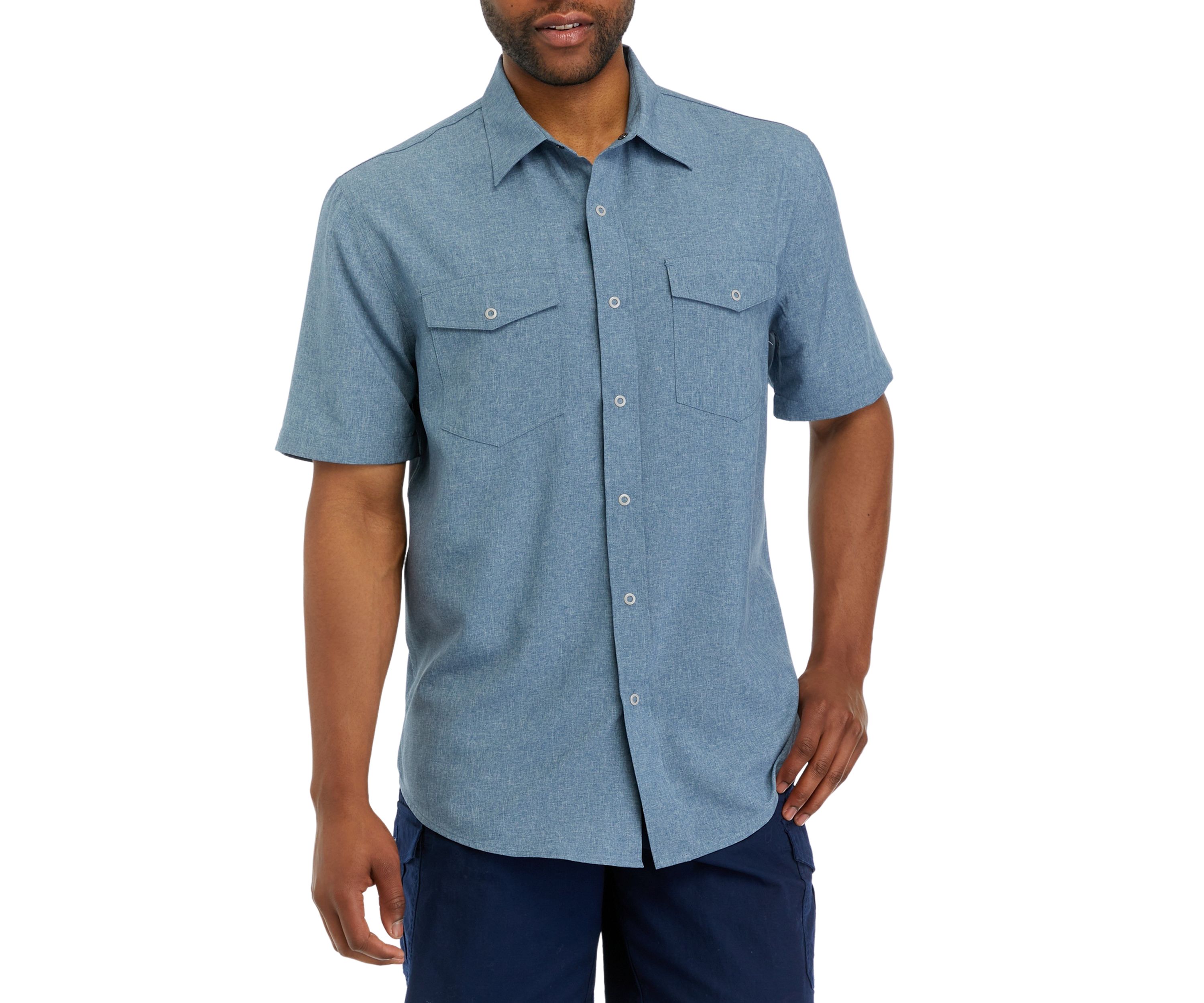Short Sleeve Chambray Western Button Down Shirt