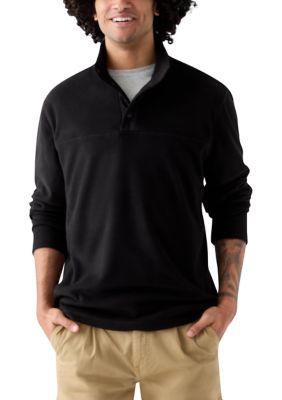 Ocean + Coast Men's Polar Fleece Quarter Snap Pullover, Black, 2XL