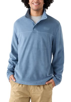 Ocean + Coast Men's Polar Fleece Quarter Snap Pullover, Blue, Small