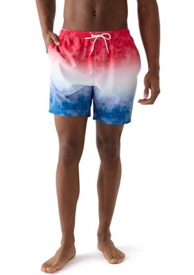Ocean + Coast Men's Printed Swim Trunks, Blue, Small