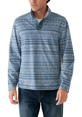 Ocean + Coast Men's Polar Fleece 1/4 Snap Pullover, Blue, 2XL