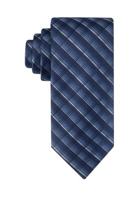 Kenneth Cole Reaction Men's Crosby Grid Necktie, Navy Blue