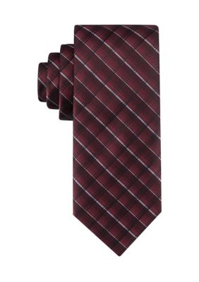 Kenneth Cole Reaction Men's Crosby Grid Necktie, Burgundy