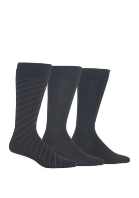 Diagonal Pinstripe Dress Crew Socks 3 Pair