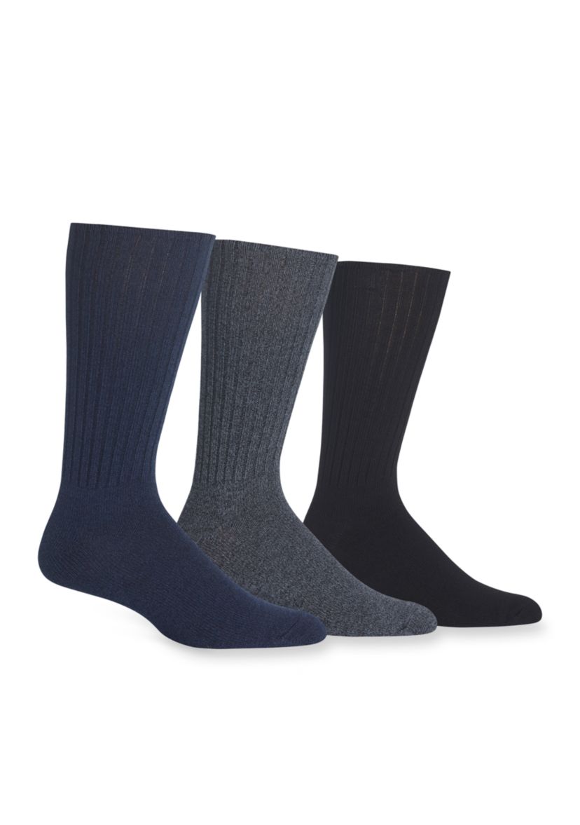Casual Ribbed Crew Socks - 3 Pack