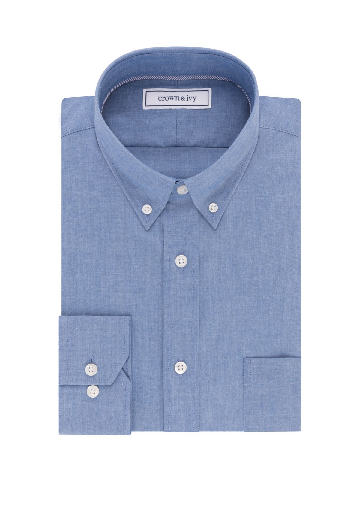 Long Sleeve Slim Chambray Dress Shirt