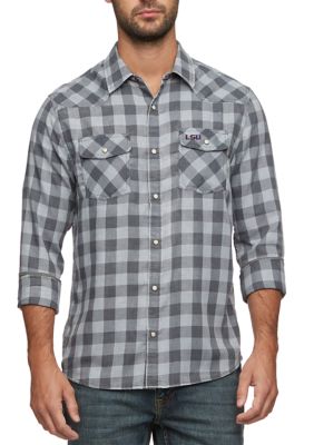 Flag & Anthem Men's NCAA LSU Tigers Cabot Vintage Soft Western Shirt, 2XL