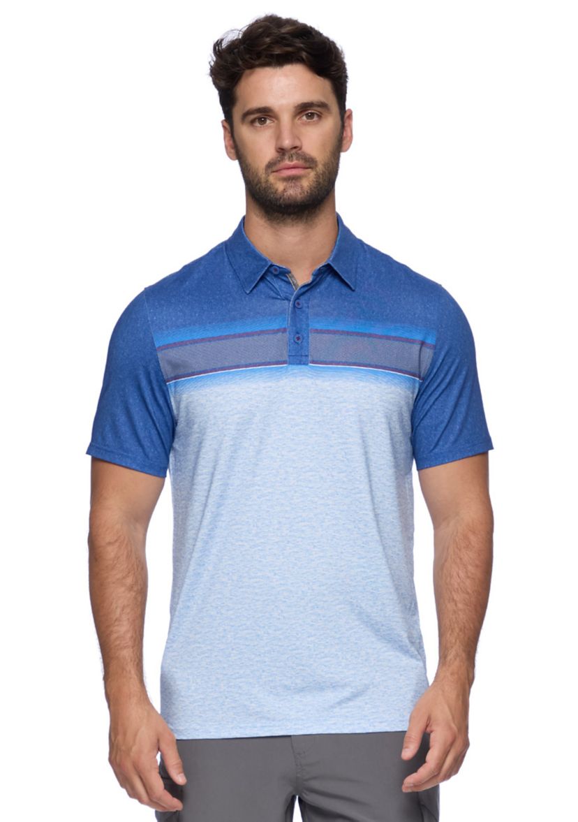 Mens Chest Stripe Performance Polo Shirt 