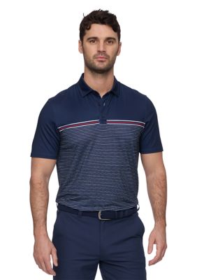 Flag & Anthem Men's Americana Striped Polo Shirt, Navy Blue, 2XL