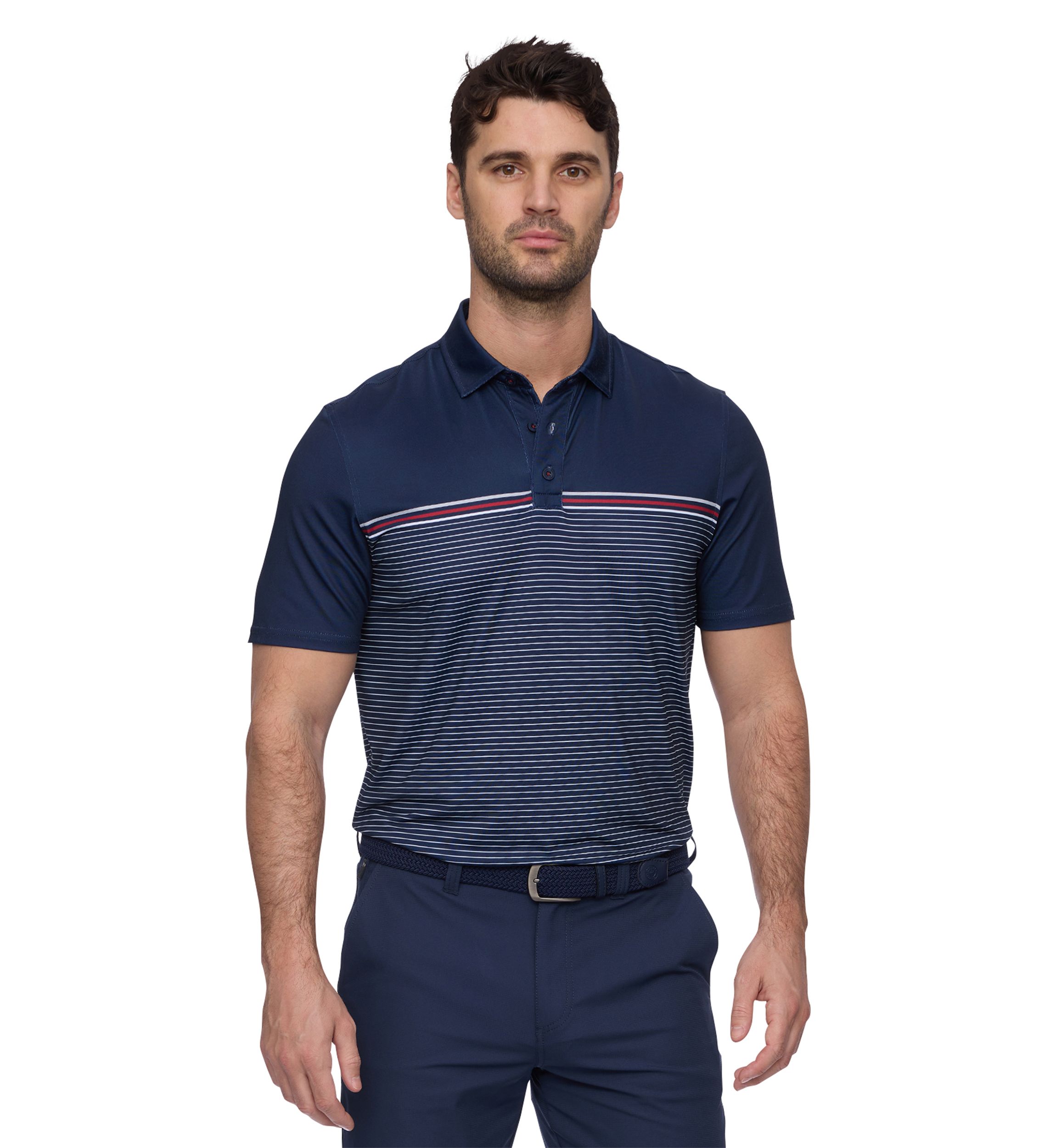 Mens Americana Striped Polo Shirt