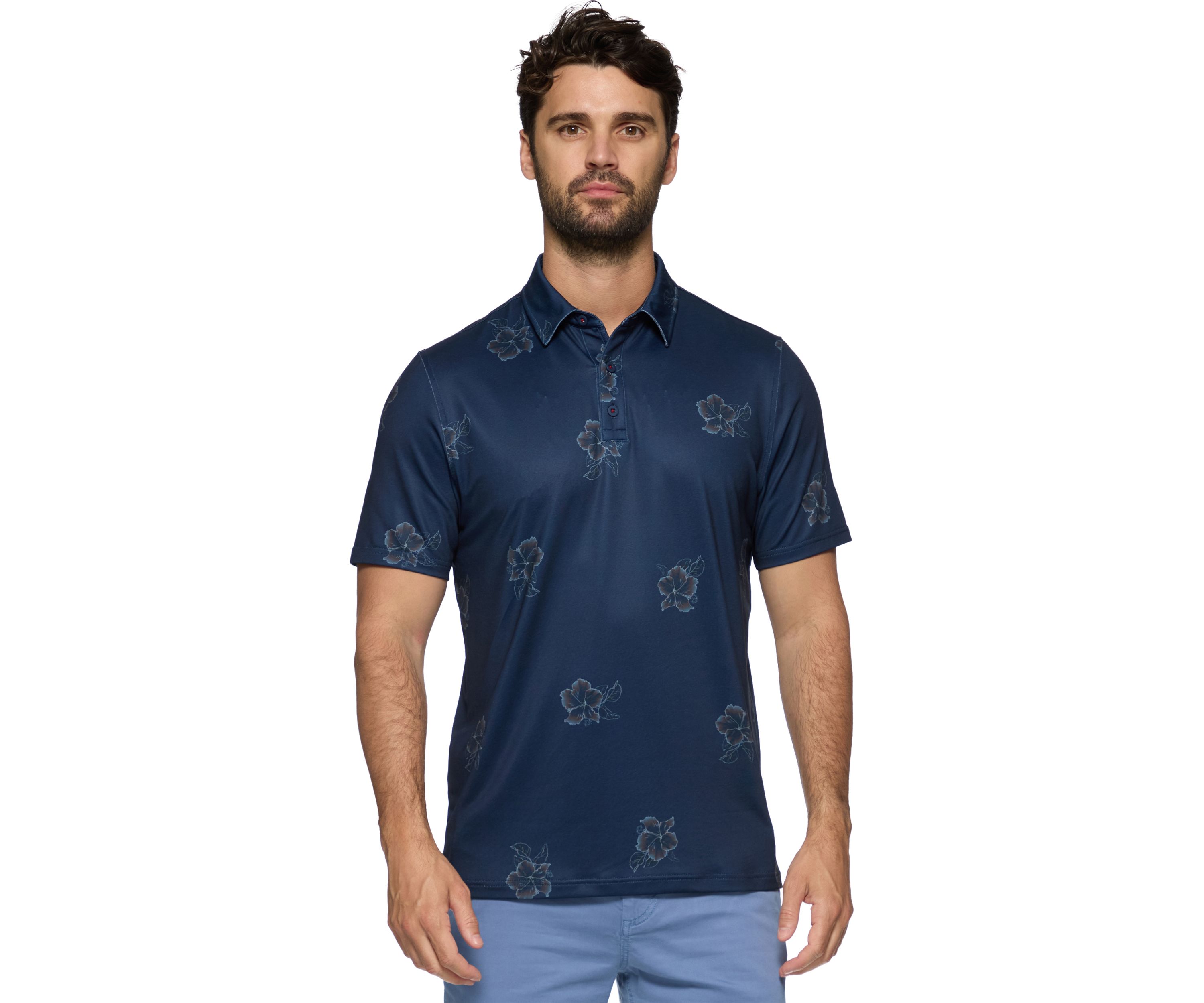 Hibiscus Print Polo Shirt 