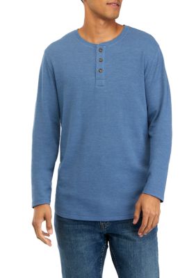 True Craft Men's Long Sleeve Thermal Henley Shirt, Blue, Large - Yahoo  Shopping