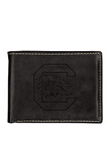 University of South Carolina Contrast Stitch Bifold Leather Wallet 