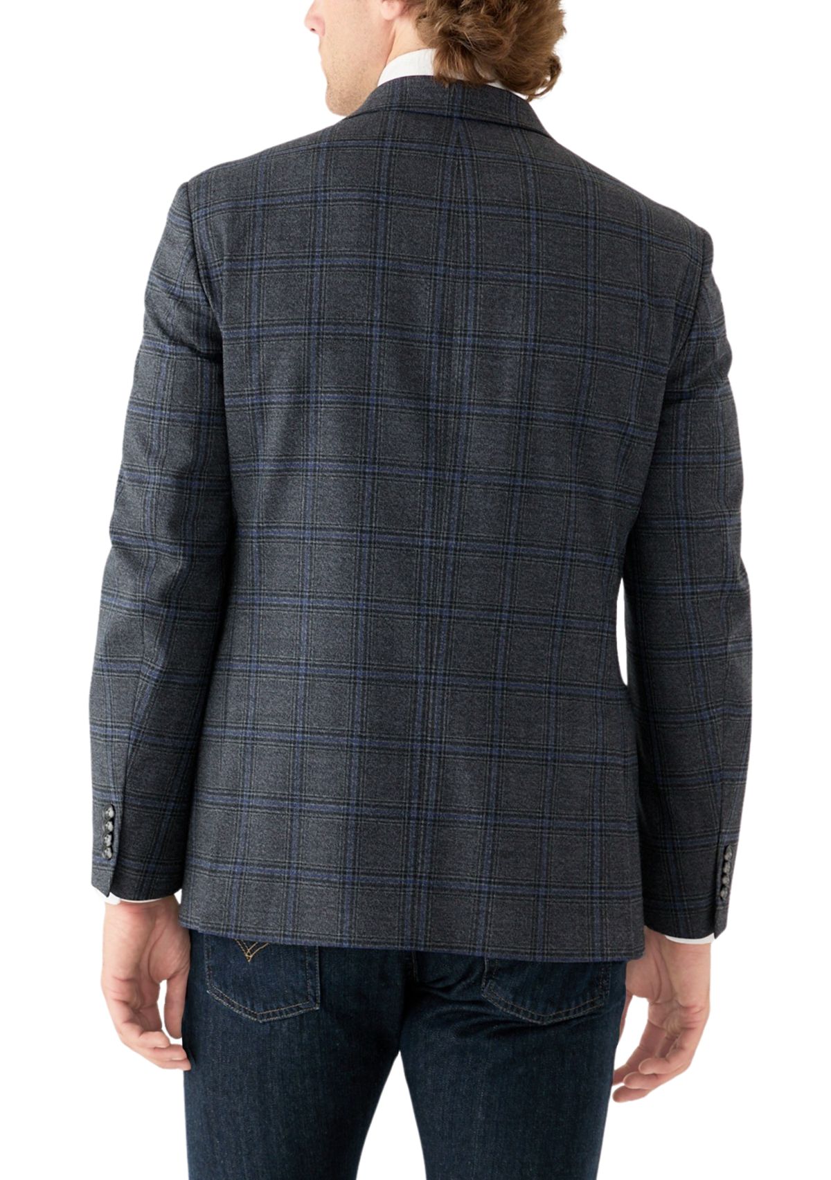Gray Plaid Printed Sportcoat