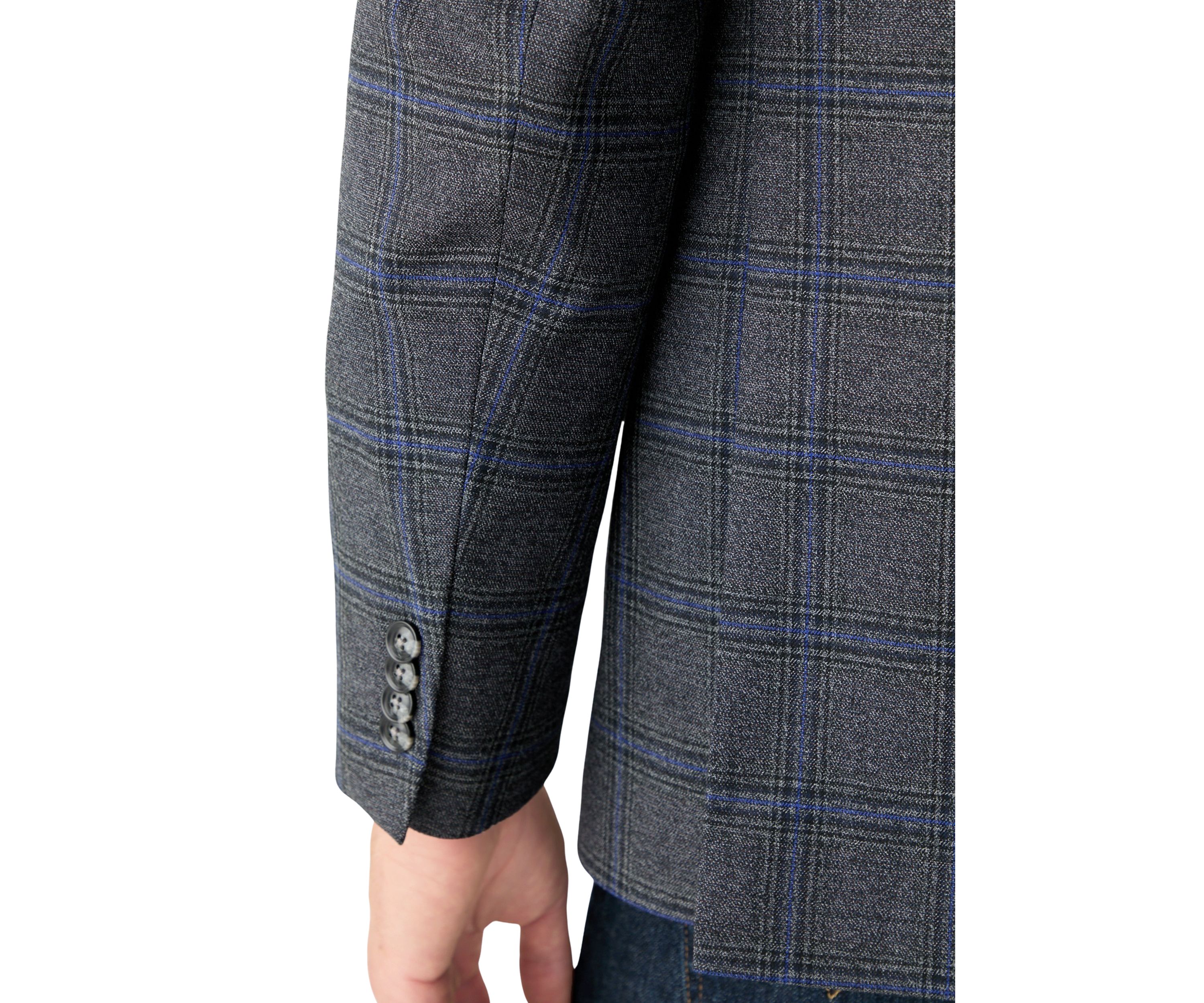 Gray Plaid Printed Sportcoat