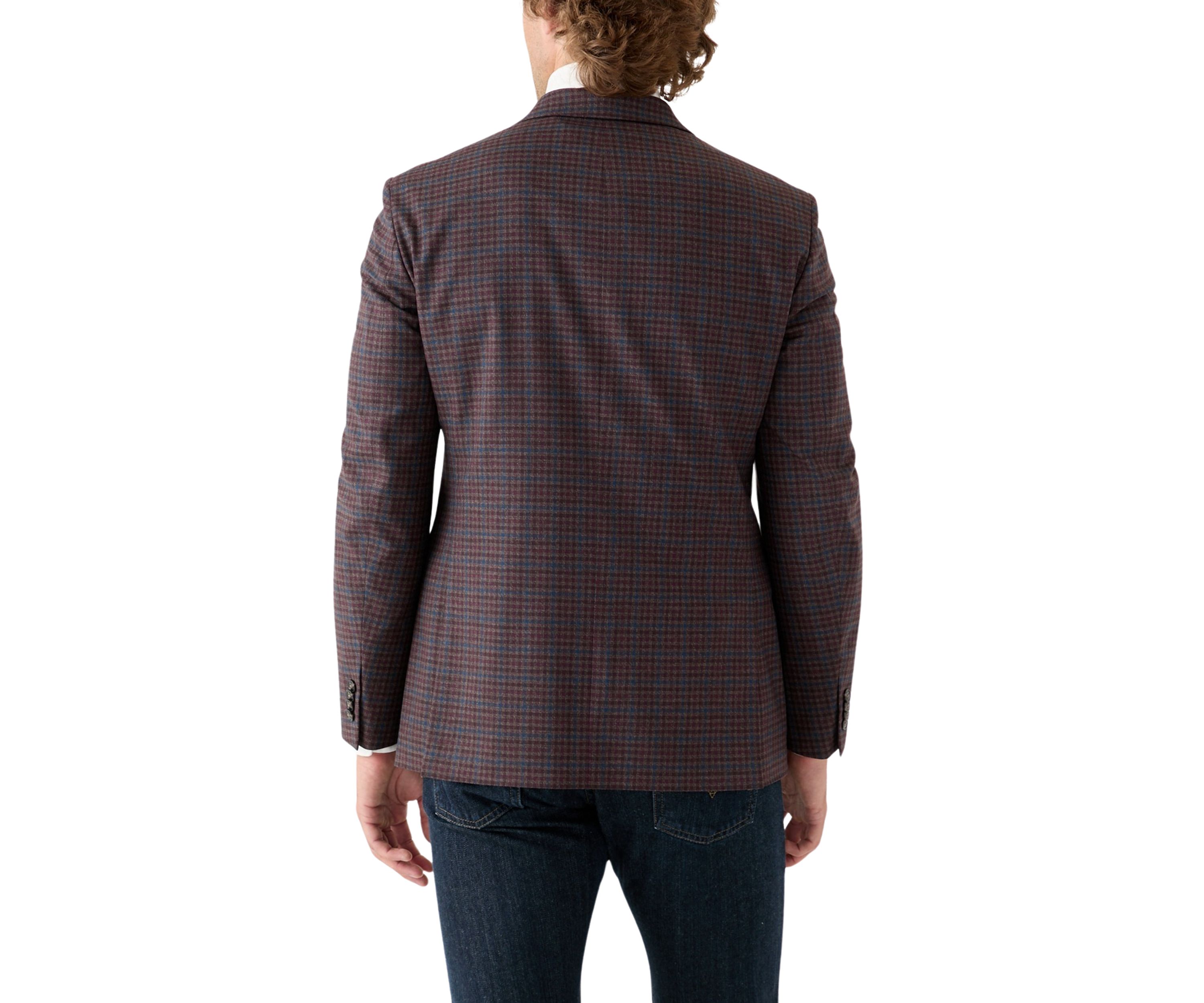 Brown Blue Check Printed Sportcoat