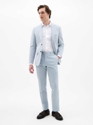 Tommy Hilfiger Men's Blue/White Seersucker Stripe Classic Sport Coats