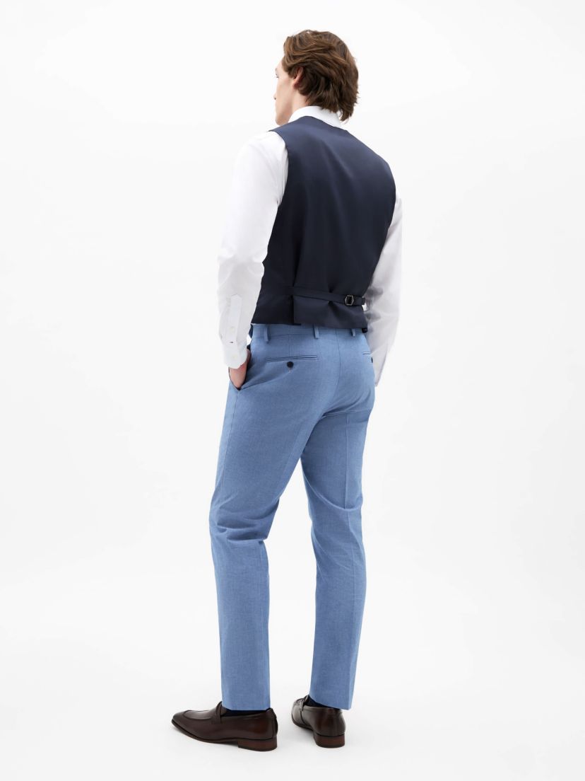 Blue Solid Regular Vests