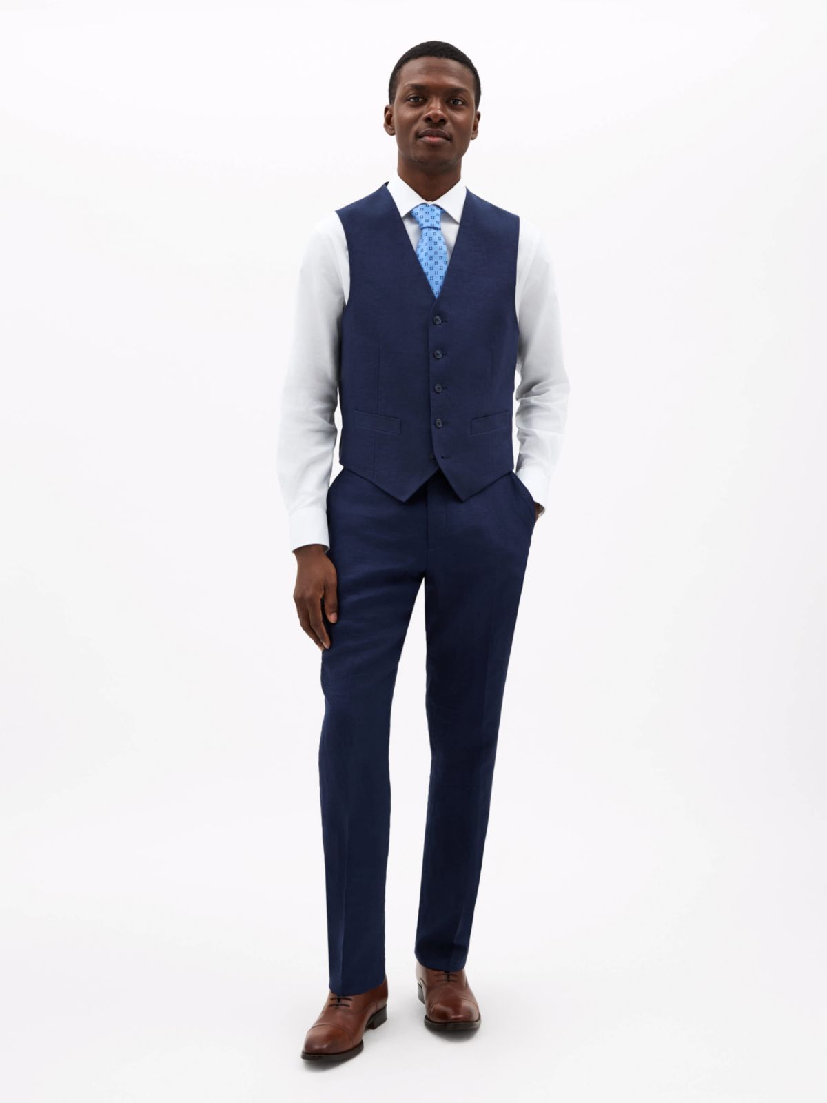 Navy Plain Regular Vests