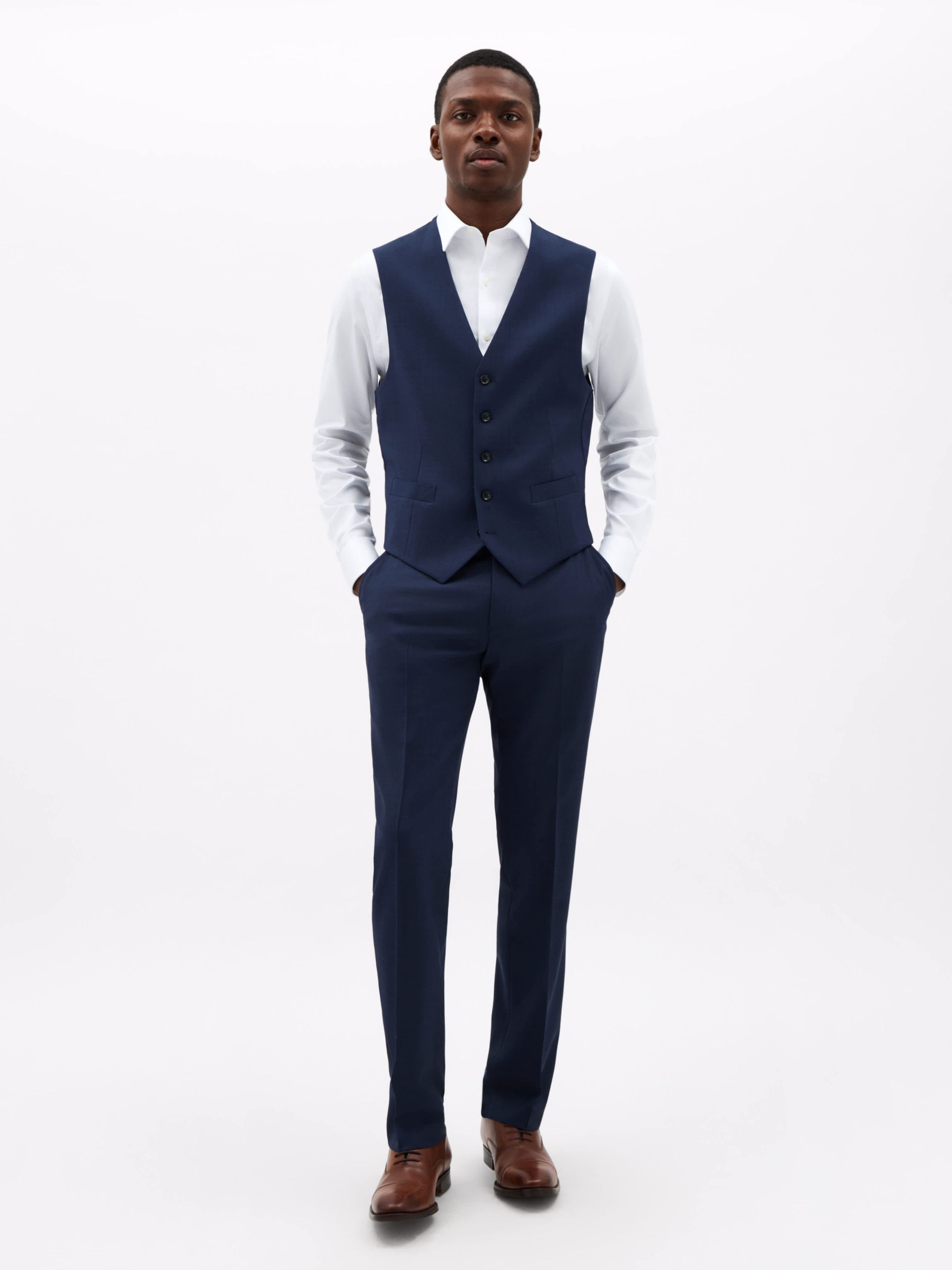 Blue Sharkskin Regular Vests