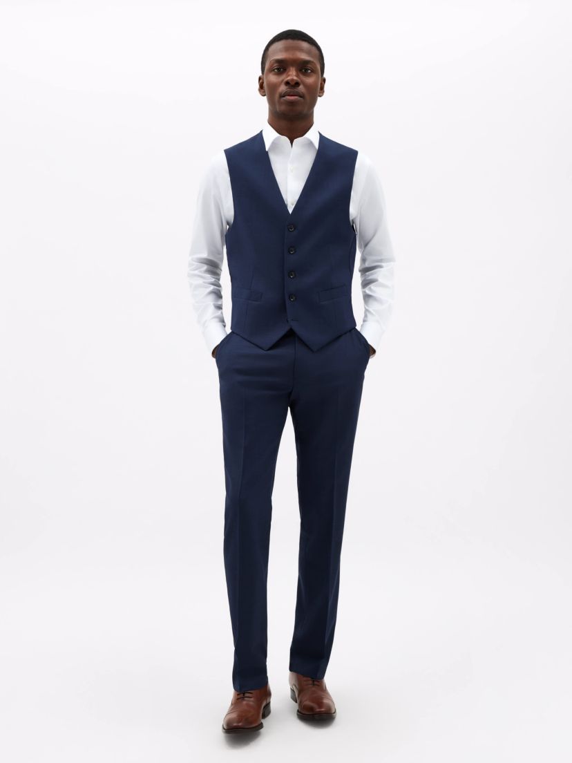 Blue Sharkskin Regular Vests