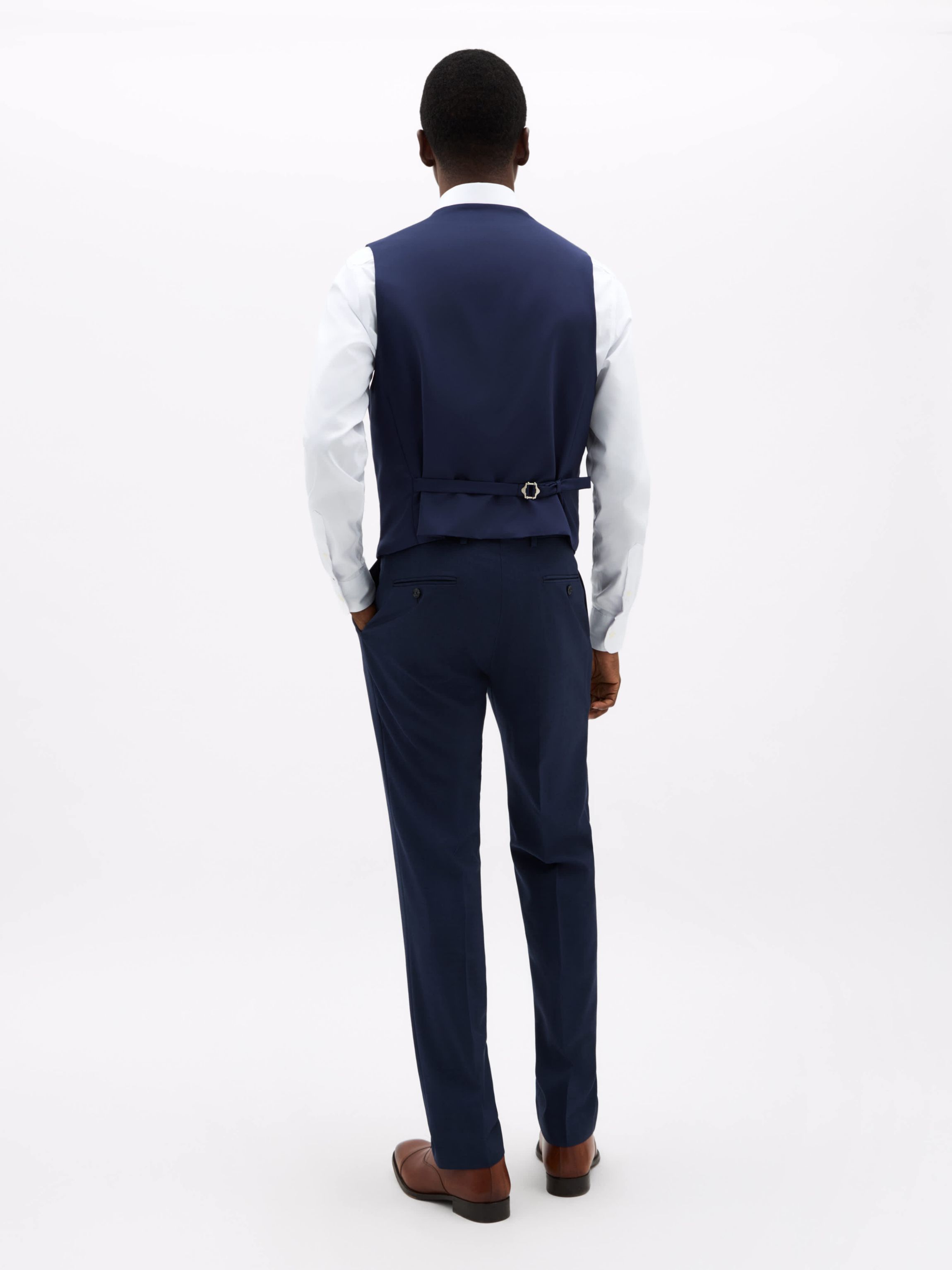 Blue Sharkskin Regular Vests