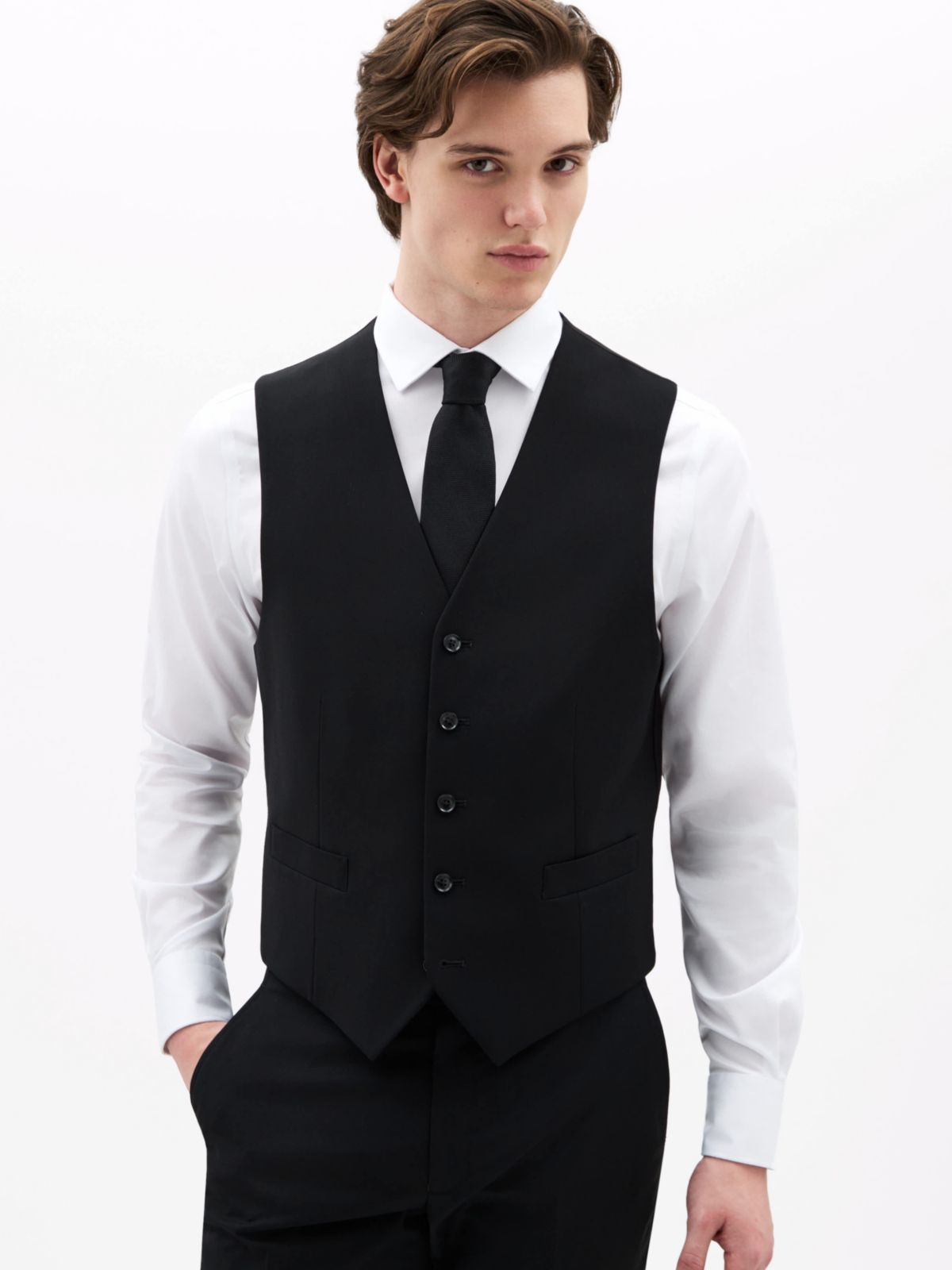 Black Twill Regular Vests