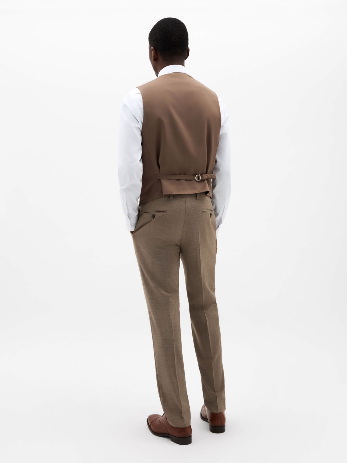 Tan Sharkskin Regular Vests