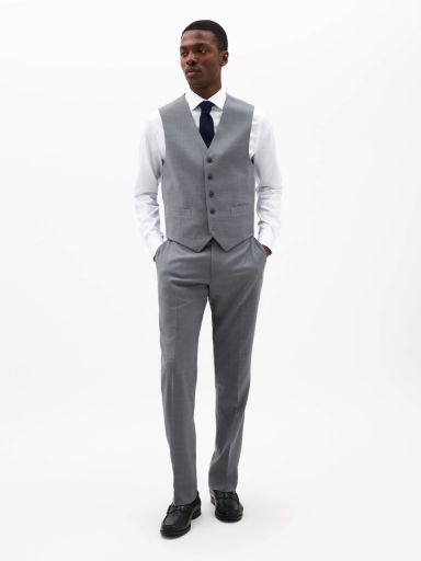 Pearl Grey Solid Regular Vests