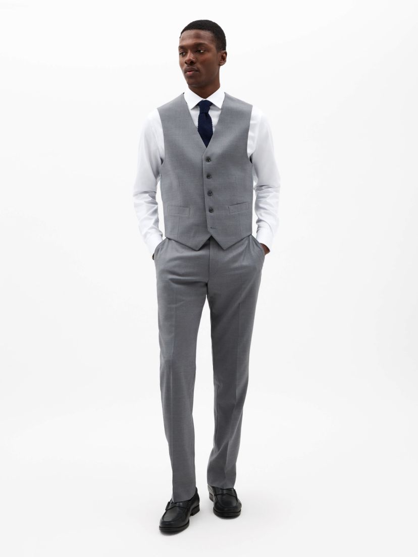 Pearl Grey Solid Regular Vests