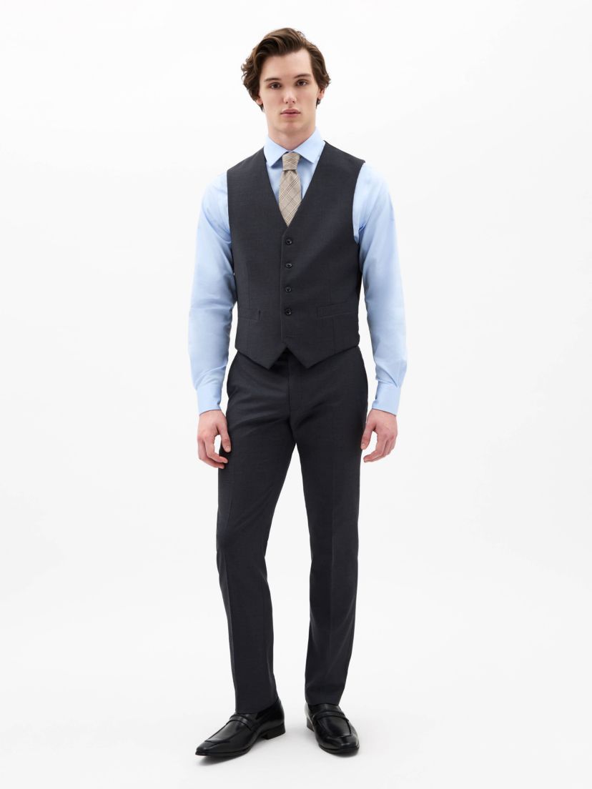 Charcoal Twill Regular Vests