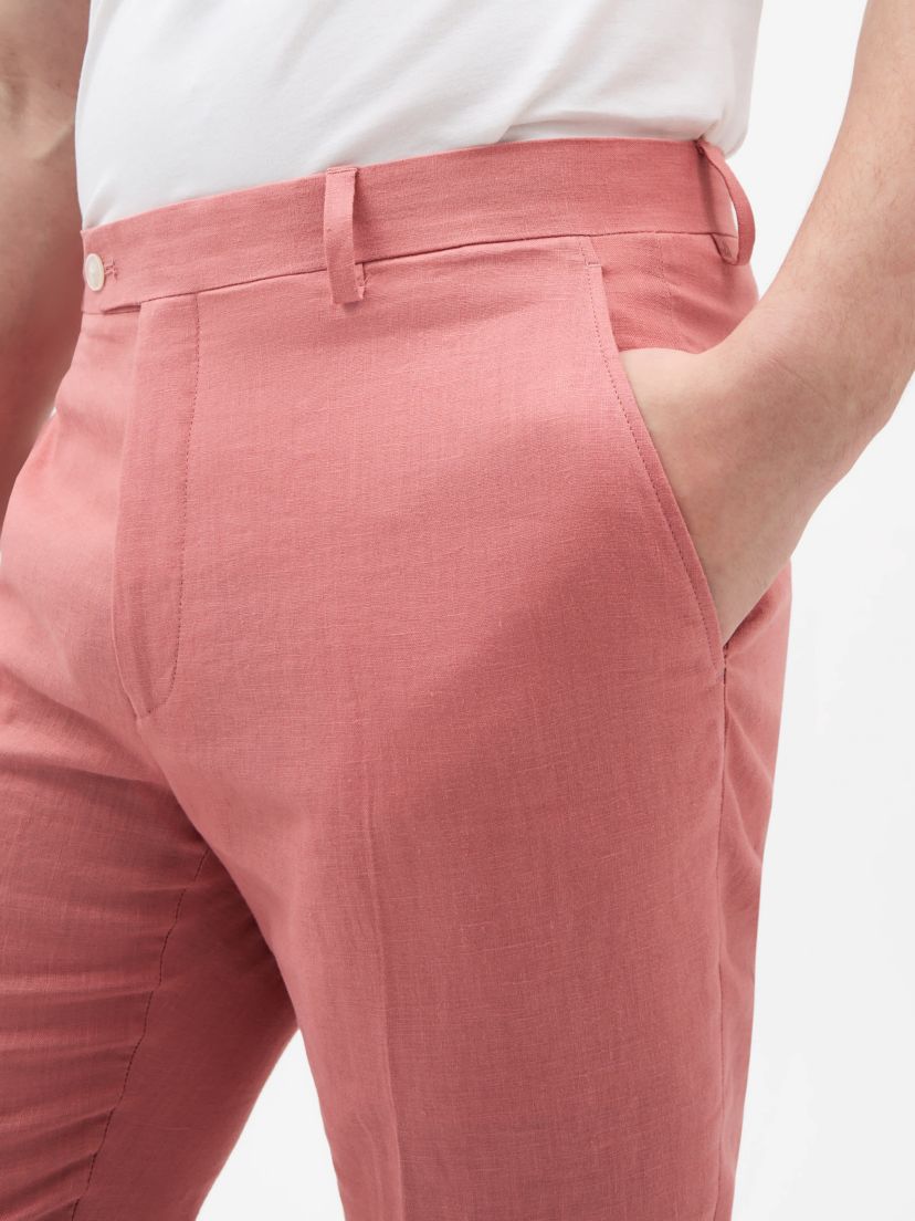 Light Red Solid Classic Pants