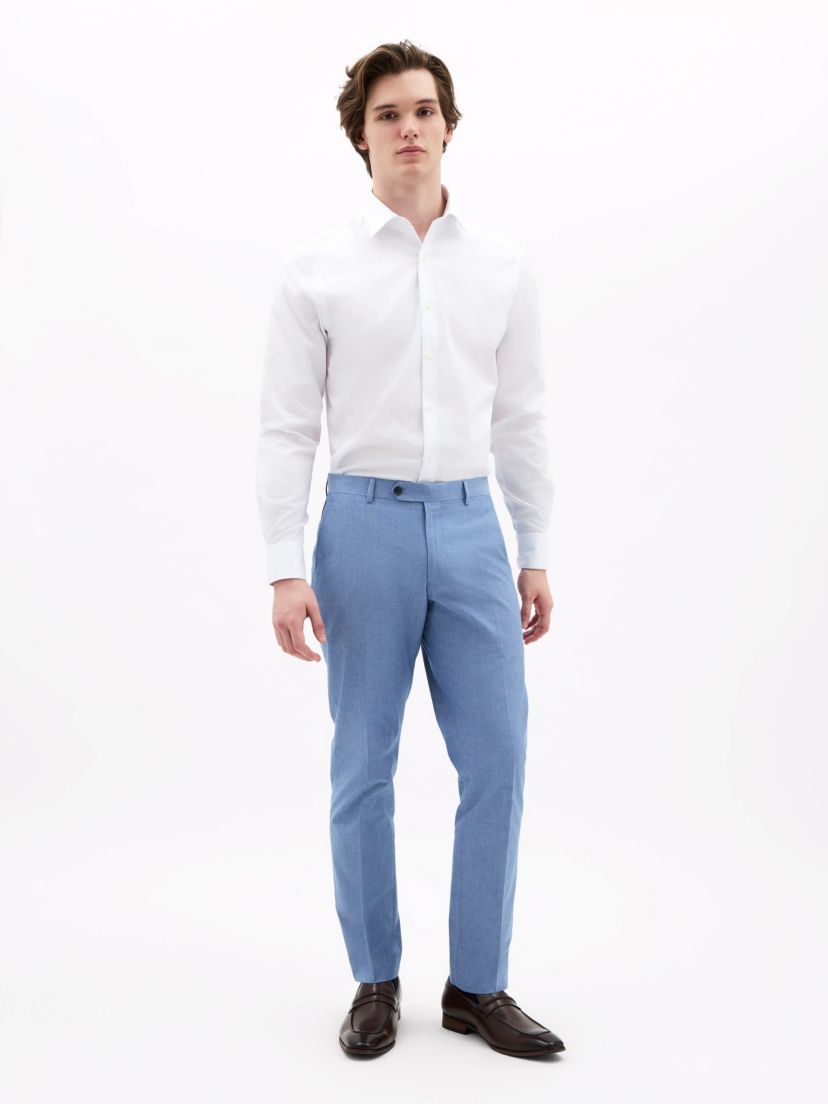 Blue Solid Classic Pants