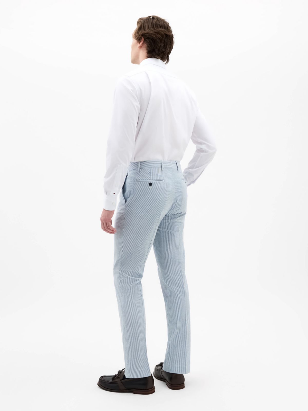 Blue/White Seersucker Stripe Classic Pants