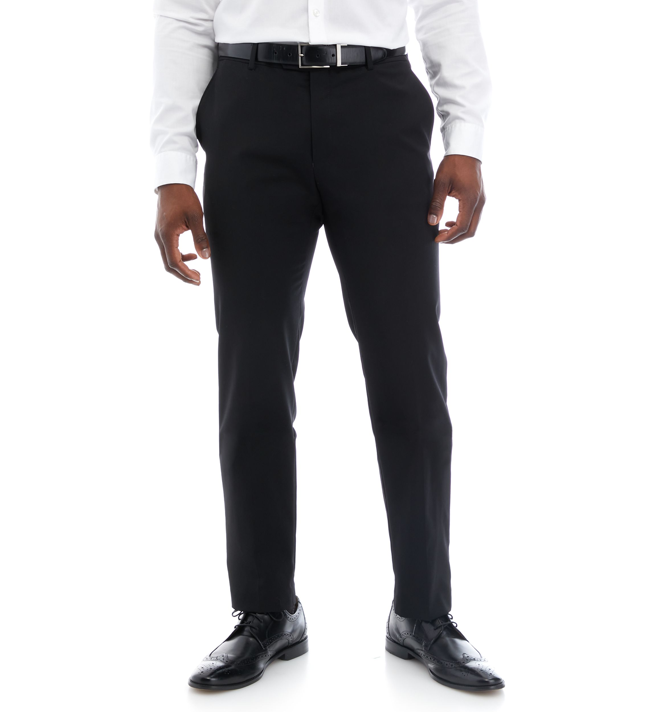 Black Solid Suit Pants