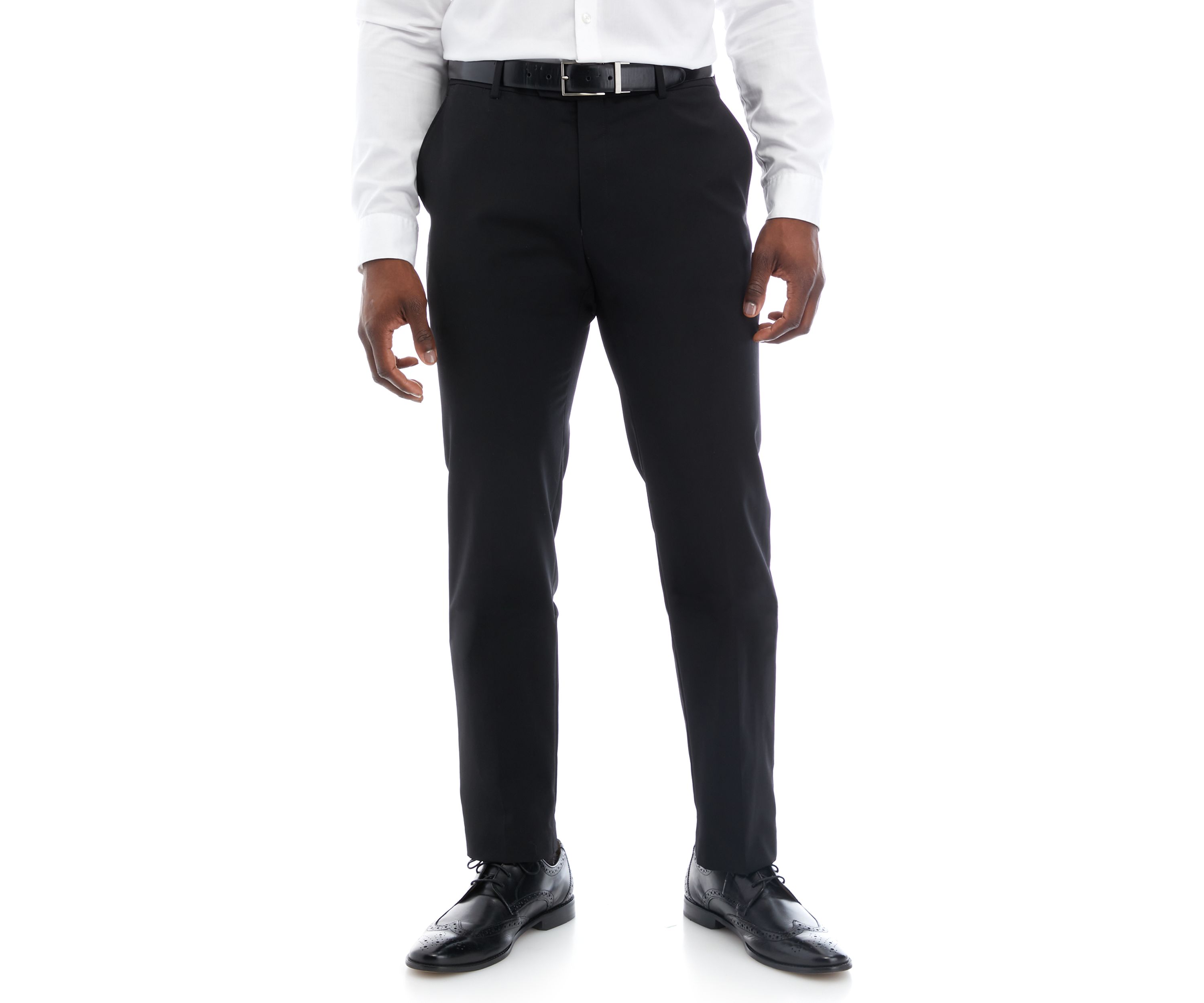 Black Solid Suit Pants