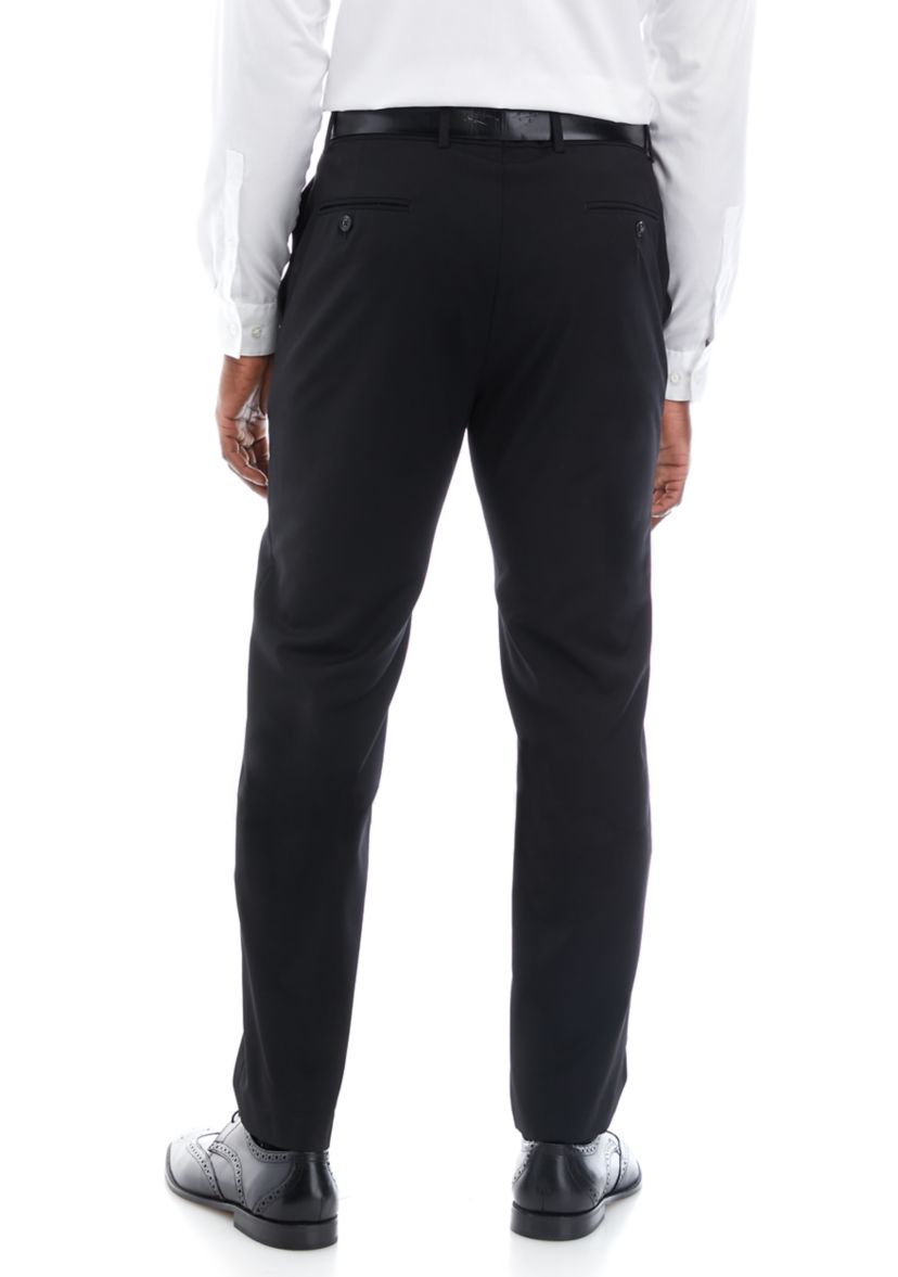Black Solid Suit Pants
