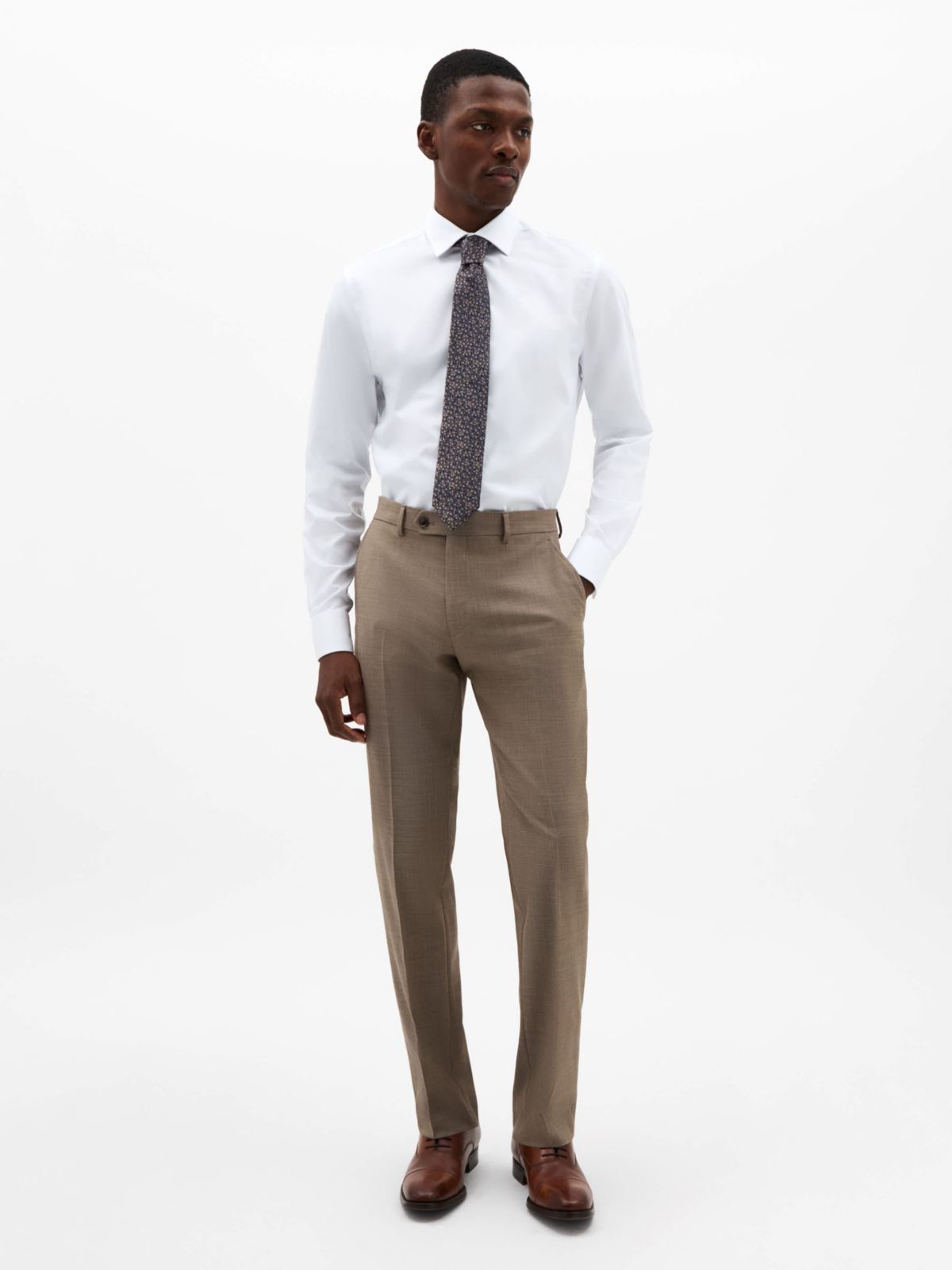 Tan Sharkskin Classic Pants