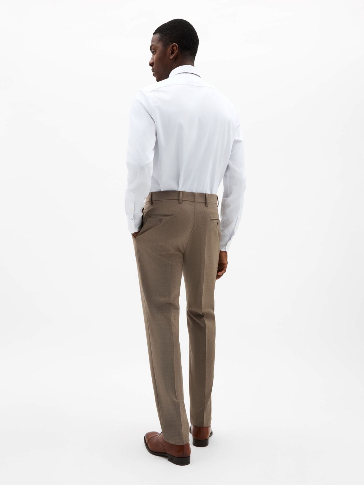 Tan Sharkskin Classic Pants