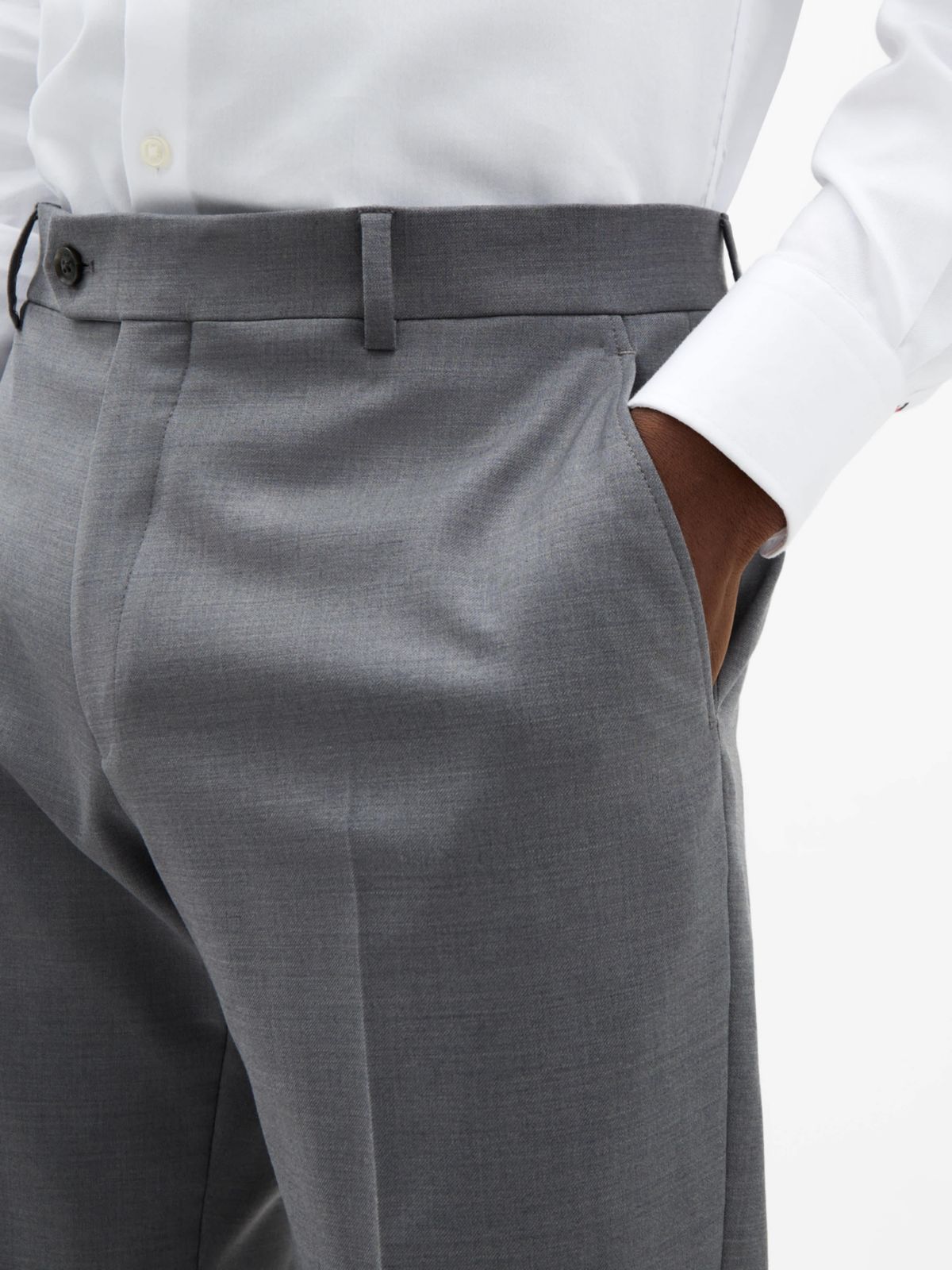 Pearl Grey Solid Classic Pants