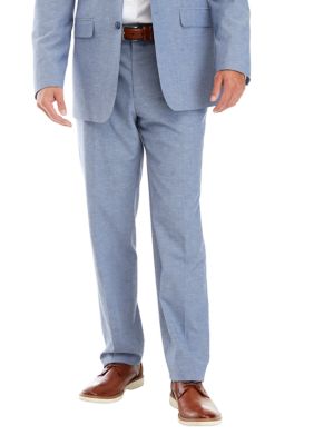 Crown & Ivy Men's Linen Blend Dress Pants, Blue, 40 x 30